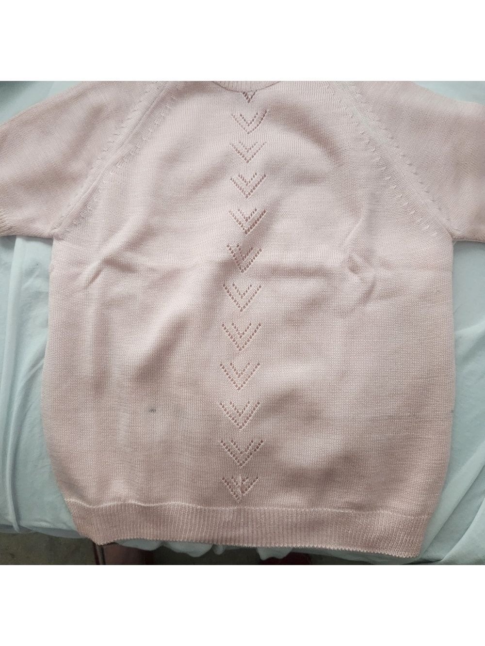 NEW VINTAGE 60/70's, Handmade In Spain, beautiful little light pink sweater - Picture 4 of 10
